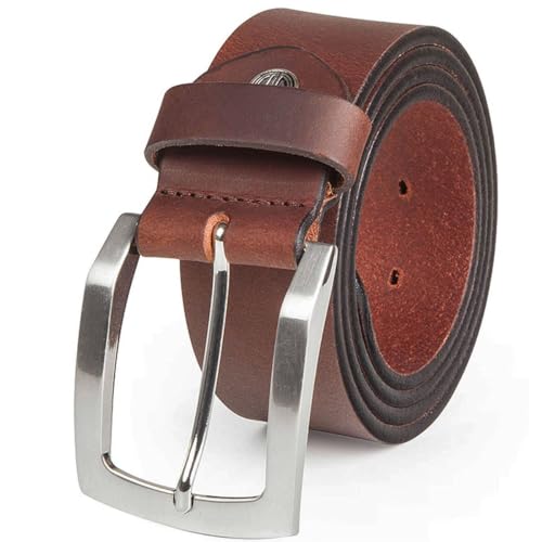 LINDENMANN Leder-Gürtel Herren 40 mm breit, Gürtel Herren Vollrindleder braun, Farbe/Color:braun, Size:155 von LINDENMANN