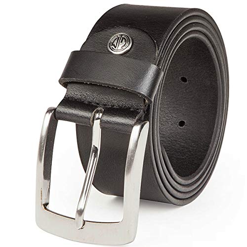 LINDENMANN Men's Buffalo Leather Belt 40 mm Wide Can Be Shortened Leather Belt Denim Belt XL Black von LINDENMANN