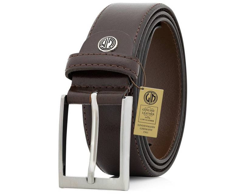 LINDENMANN Ledergürtel Herren 35 mm Rindsleder dunkelbraun, bombiert und kürzbar von LINDENMANN