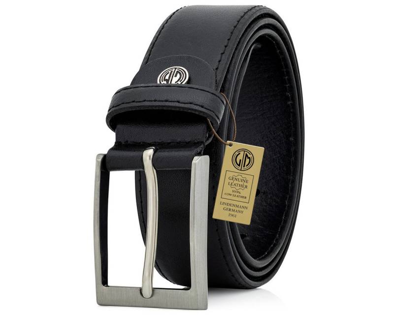 LINDENMANN Ledergürtel Herren Gürtel 35 mm aus Rindleder, schwarz, bombiert und kürzbar von LINDENMANN