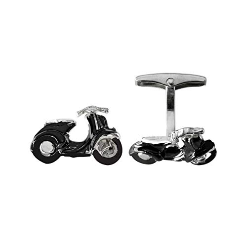 LINDENMANN Manschettenknöpfe, schwarz-silber, poliert, Vespa, Geschenketui, 10801 von LINDENMANN