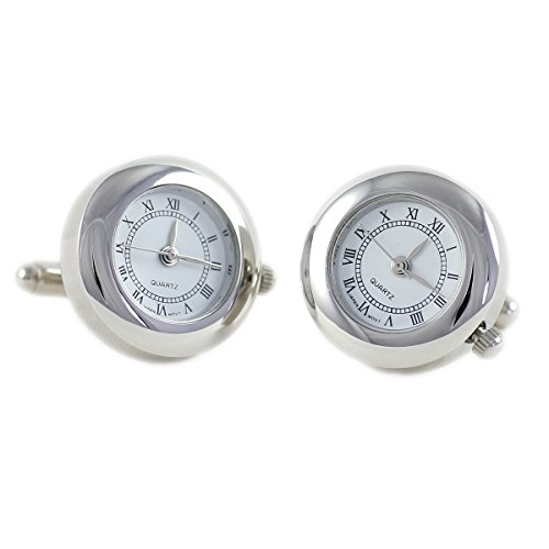 LINDENMANN Manschettenknöpfe, silberfarben, Uhr - funktionsfähig, Geschenketui, 990017 von LINDENMANN