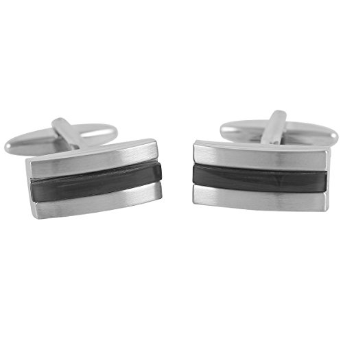 LINDENMANN Manschettenknöpfe, silberfarben mit Katzenauge grau, Geschenketui, 10108 von LINDENMANN