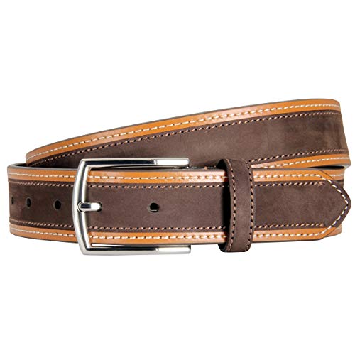 LINDENMANN Premium Handmade in EU Leder-Gürtel Herren, Jeans-Gürtel Herren 35 mm breit, Gürtel Herren, Vollindleder braun, Farbe/Color:braun, Size:115 von LINDENMANN