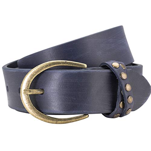 LINDENMANN The Art of Belt Ledergürtel Damen, Gürtel Damen, Vollrindleder Gürtel 35 mm breit blau, Farbe/Color:blau, Size US/EU:Bundweite 100 cm Gesamtlänge 115 cm W 39.5 XL von LINDENMANN