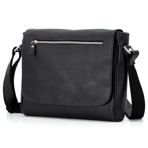 LINDENMANN Umhängetasche Herren edles Rindleder matt schwarz von LINDENMANN