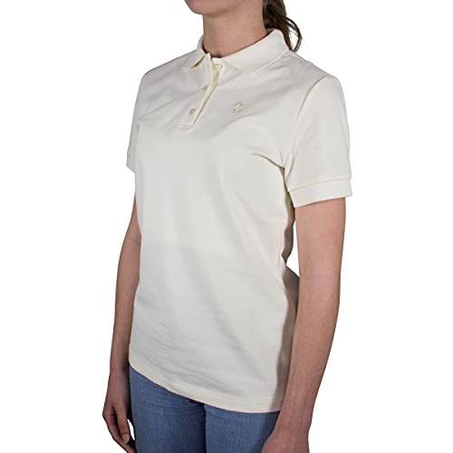 Poloshirt Damen Slim fit Kurzarm, Bio Baumwolle Polo-Shirt Damen Offwhite Baby's Breath, nachhaltige Kleidung Damen Made in EU, Farbe/Color:beige, Shirts Größe/Size:M von LINDENMANN