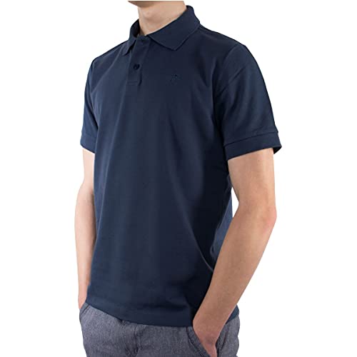 Poloshirt Herren Regular fit Kurzarm, Bio Baumwolle Polo-Shirt Herren Marine Midnight Navy, nachhaltige Kleidung Herren Made in EU, Farbe/Color:blau, Shirts Größe/Size:L von LINDENMANN