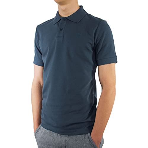 Poloshirt Herren Slim fit Kurzarm, Bio Baumwolle Polo-Shirt Herren Marine Midnight Navy, nachhaltige Kleidung Herren Made in EU, Farbe/Color:blau, Shirts Größe/Size:L von LINDENMANN