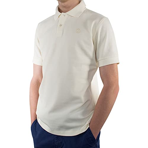 Poloshirt Herren Slim fit Kurzarm, Bio Baumwolle Polo-Shirt Herren Offwhite Baby's Breath, nachhaltige Kleidung Herren Made in EU, Farbe/Color:beige, Shirts Größe/Size:XL von LINDENMANN