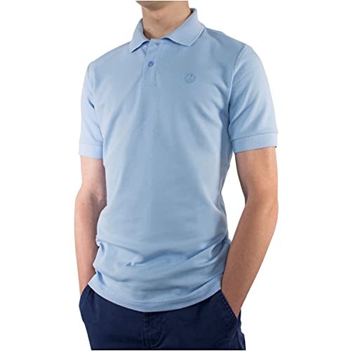 Poloshirt Herren Slim fit Kurzarm, Bio Baumwolle Polo-Shirt Herren hellblau Cerulean, nachhaltige Kleidung Herren Made in EU, Farbe/Color:blau, Shirts Größe/Size:M von LINDENMANN