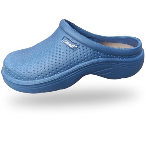 Linea7 Ultraleichter Komfort-Clog, herausnehmbare Einlegesohle, rutschfeste Sohle, ideal für Arbeit und Alltag, blau, 42 EU von LINEA7