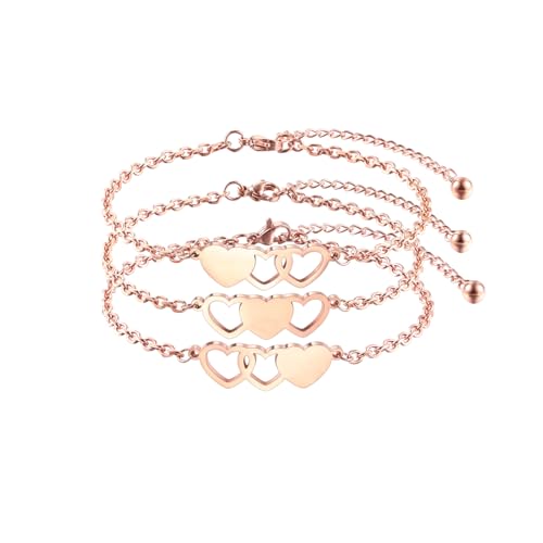 LINEMENG Customized 2-3 Stück Herz Armbänder Gravur Beste Freundschaft Armband Set Edelstahl personalisierte Namen für Schwestern Frauen Hochzeit Brautjungfer von LINEMENG