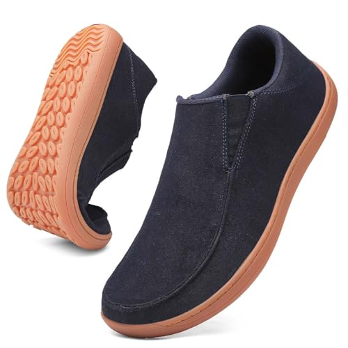 Linenghs Herren Walkingschuhe Breite Barfußschuhe Zehen-Loafer Fitnessschuhe Trailrunning Sneaker Null Tropfen Lässige Sportschuhe Bequeme Leichte und Outdoor Laufschuhe Dunkelblau EU 41 von Linenghs
