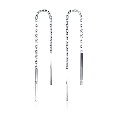 1 Paar Einfädler Ohrringe Sterling Silber Kette Ohrringe für Frauen Einfädler Dangle Drop Ohrringe (2.4inch) von LINGBG JEWELRY