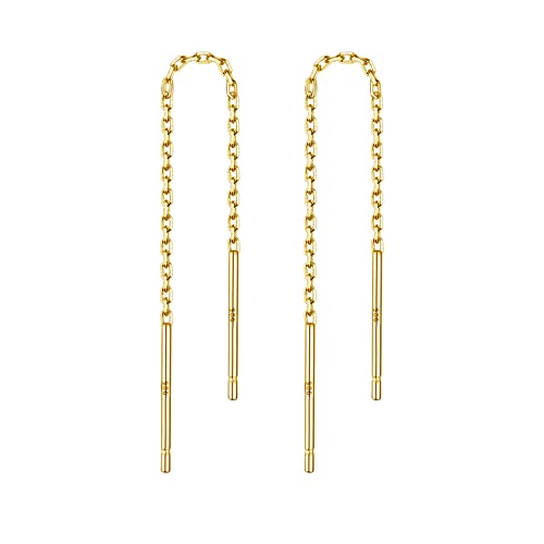 1 Paar Gold Threader Ohrringe für Frauen S925 Sterling Silber Kette Ohrringe für Frauen Threader Dangle Drop Ohrringe (2.4inch) von LINGBG JEWELRY