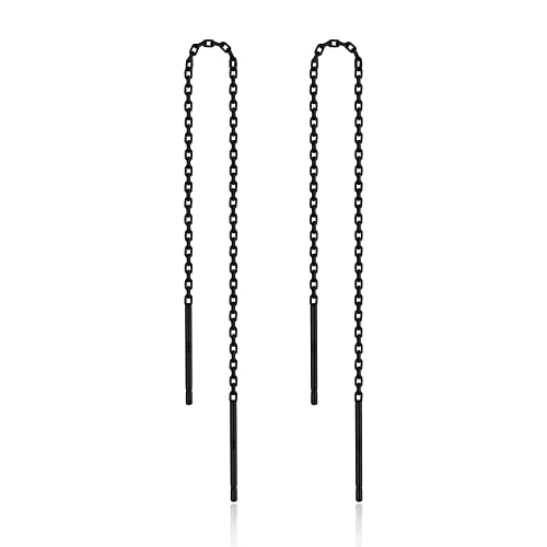 LINGBG JEWELRY 925 Sterling Silber Lange Kette Ohrringe 4.11'' Bar Wrap Einfädler Tropfen für Frauen - Leichtgewicht Minimalistischer Schmuck von LINGBG JEWELRY