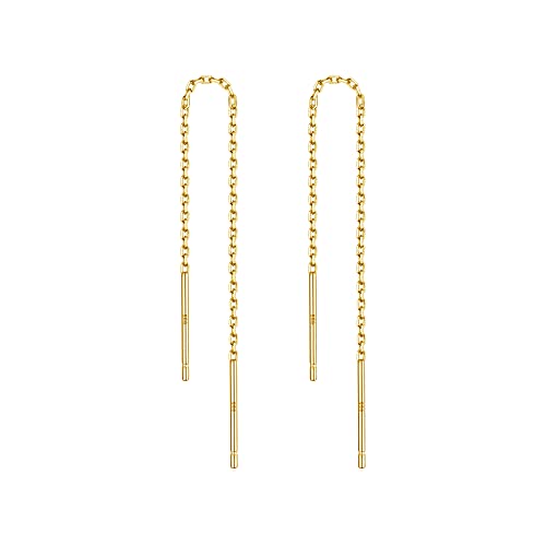 LINGBG Schmuck: 1 Paar Sterling Silber Ohrringe 925, Lange Kette mit 3.5'' Bar Wrap Einfädler Design für Frauen - Minimalistischer Schmuck von LINGBG JEWELRY