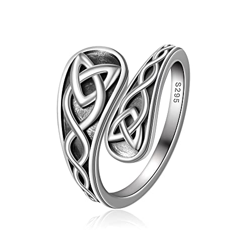 Löffel Ringe für Frauen 925 Sterling Silber Keltischer Knoten Einstellbare Daumen Löffel Ringe Versprechen Verlobung Statement Boho Vintage Finger Offen Antike Löffel Ringe Schmuck von LINGBG JEWELRY