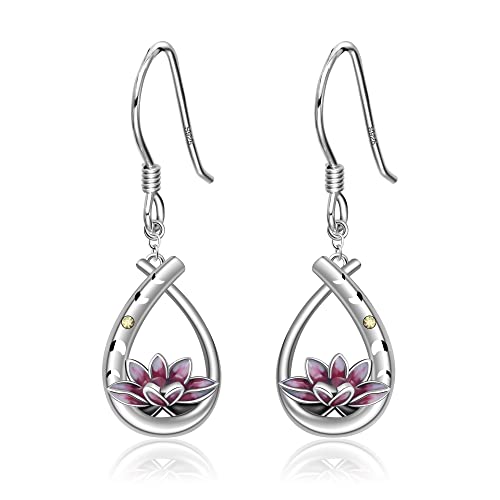Lotusblumen Ohrringe 925 Sterling Silber Tropfen Yoga Lotus von LINGBG JEWELRY