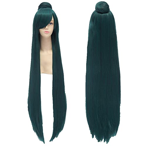 100cm /1M Long Straight Anime Sailor Pluto Meiou Setsuna Wigs Cosplay Costume Wig With A bun + Wig Cap von LINGCOS