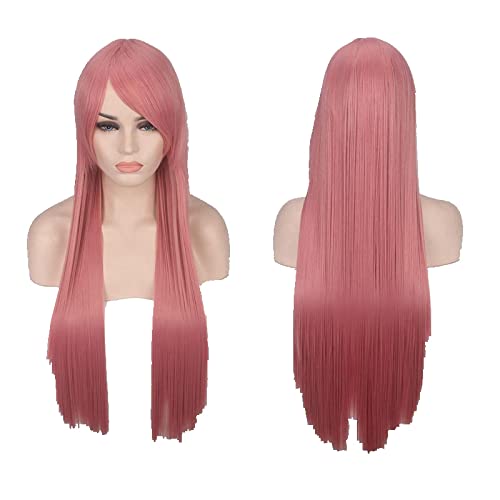 80cm Pink Long Straight Rose Quartz Matryoshka Princess Bubblegum Moka Akashiya Cosplay Wig+Wig Cap von LINGCOS