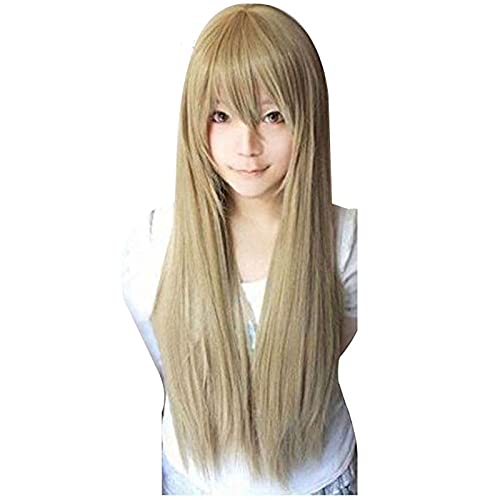 80cm Star Butterfly Alice costume Edward Elrich Long Straight Vocaloid Blonde Synthetic Cosplay Wig With Bangs+Wig Cap von LINGCOS