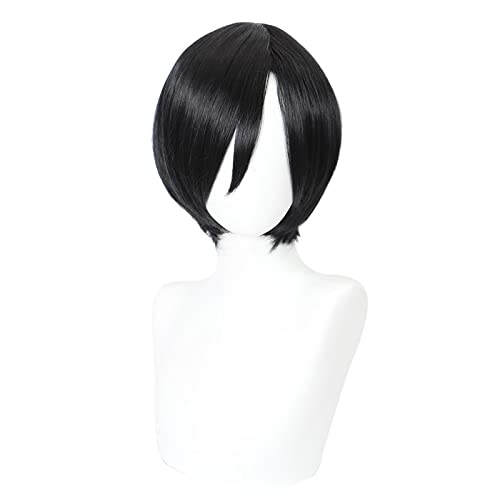 Ada Wong Cosplay Wigs Resident Evil 8 Cosplay Women 32cm Short Black Heat Resistant Synthetic Hair Wigs von LINGCOS