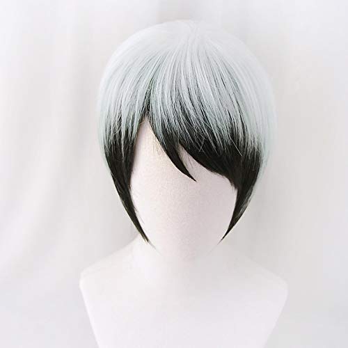 Anime : Kimetsu no Yaiba Yushirou Cosplay Wigs Short Gradient Color Heat Resistant Synthetic Hair Wig + Wig Cap von LINGCOS
