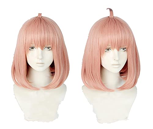 Anime Anya Forger Cosplay Wig Pink Short Bobo Synthetic Hair Role Play Halloween Carnival Party + Wig Cap von LINGCOS