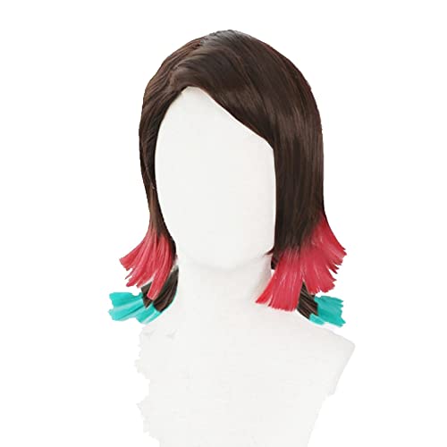 Anime Enmu Anime Kimetsu No Yaiba Cosplay Wig Cosplay Short Synthetic Hair Halloween Party + Wig Cap von LINGCOS