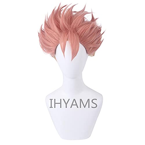 Anime ID: INVADED Cosplay Wig Akihito Narihisago Orange Short Fluffy Layered Synthetic Hair Wigs + Wig Cap von LINGCOS