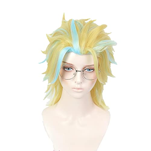 Anime Rindo Haitani Cosplay Wig Golden Mixed Blue Heat Resistant Synthetic Hair Cosplay Wigs + Wig Cap von LINGCOS