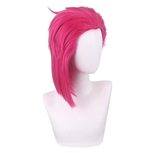 Anime Role Play For Arcane Vi Cosplay Wig Pink Short Synthetic Hair Heat Resistant Halloween Party Wigs von LINGCOS