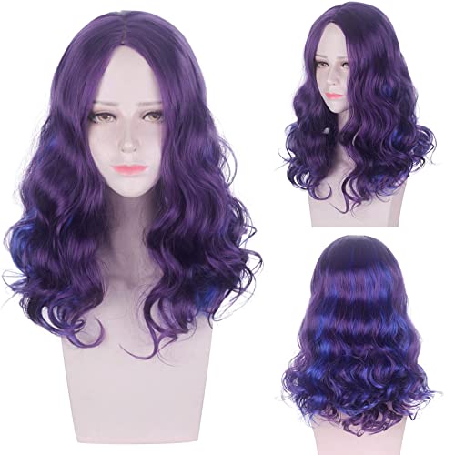 Anime Role Play For Descendants 3 Mal Wave Curly Wig Cosplay Heat Resistant Synthetic Hair Women Cosplay Wigs von LINGCOS