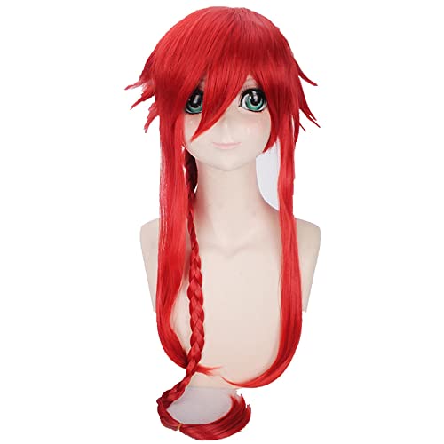 Anime Role Play For Kamigami No Asobi Cosplay Wig Halloween Long Braid Straight Red Wigs von LINGCOS
