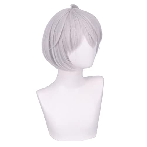 Anime Role Play For Senju Kawaragi Akashi Cosplay Bobo Wig Light Gray White Hair Heat Resistant Wig Halloween Wig von LINGCOS