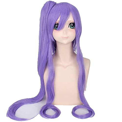Anime Role Play Wig For Vocaloid Gakupo Brake Yuet 100cm Long Straight Cosplay Wig Party Wig Purple Claw Clip Ponytail von LINGCOS