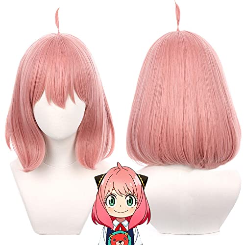 Anime SPY×FAMILY Anya Forger Cosplay Wig Short Gradient Pink BOBO Heat Resistant Hair Halloween Party Woman Wigs + Wig Cap von LINGCOS