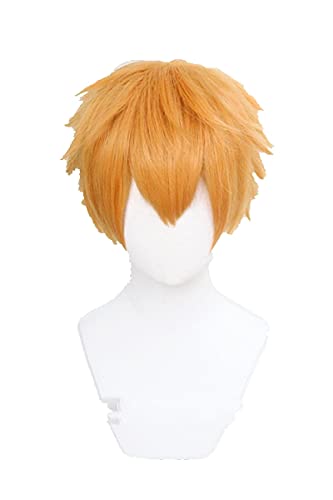 Anime Toilet-Bound Hanako-kun Minamoto Kou Cosplay Wig Short Orange Synthetic Heat Resistant Hair Wig + Wig Cap von LINGCOS