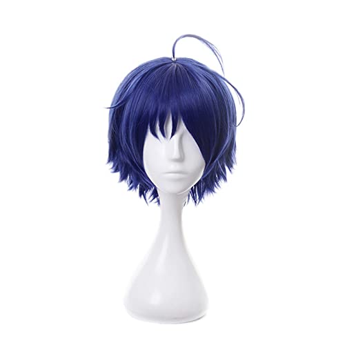 Anime WONDER EGG PRIORITY Ohto Ai Dark Blue Short Wig Cosplay Costume Heat Resistant Synthetic Hair Party Wigs +Hairnet von LINGCOS