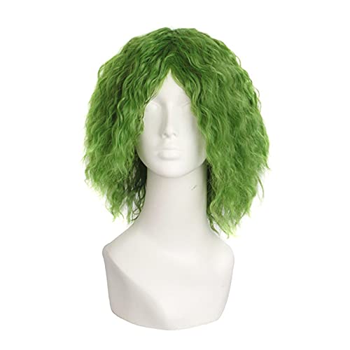BatmanThe Dark Knight Comics Heath Ledger Joker Cosplay Wig Men Curly Green Heat Resistance Synthetic Hair Wigs+ Wig Cap von LINGCOS
