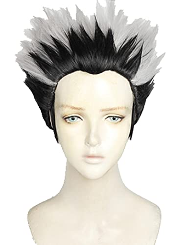 Bokuto Koutarou Kotaru Haikyuu Gray Black Mixed Short Heat Resistant Synthetic Hair Halloween Party Role Play Cosplay + Wig Cap von LINGCOS