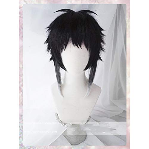 Bungo Bungou Stray Dogs Ryunosuke Akutagawa Short Black With White Wig Heat Resistant Hair Cosplay Costume Wigs + Wig Cap von LINGCOS