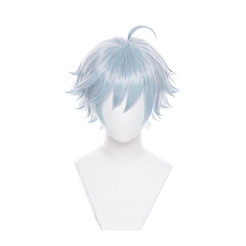Chongyun Cosplay Wig Genshin Impact Cosplay Blue Short Heat Resistant Synthetic Hair Chongyun Halloween Role Play von LINGCOS