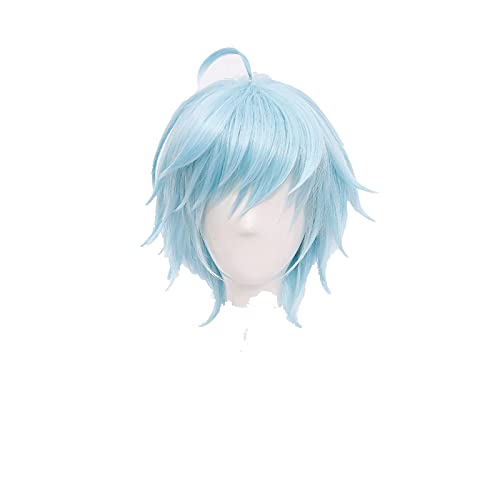 Chongyun Cosplay Wigs Genshin Impact Light Blue Short Heat Resistant Synthetic Hair Anime Cosplay Wig + Wig Cap von LINGCOS