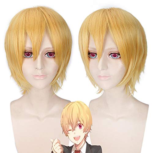 Cosplay Wig For Free Iwatobi Swim Club Hazuki Nagisa Gold Short Straight Wigs Bangs Party Synthetic Hair von LINGCOS