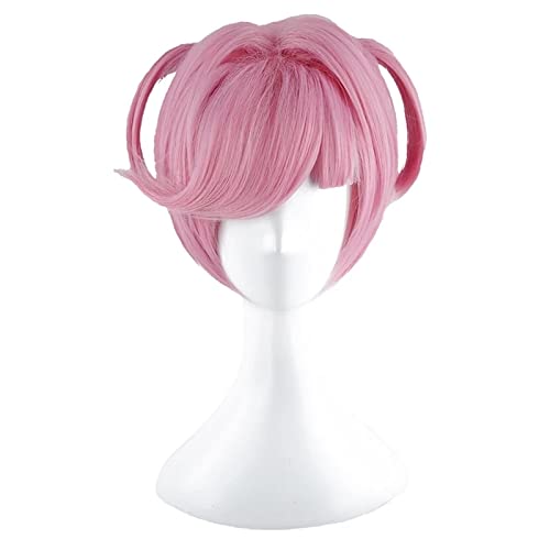 DDLC Doki Doki Literature Club Natsuki Wigs Pink Short Heat Resistant Synthetic Hair Perucas Anime Cosplay Wig + Wig Cap von LINGCOS