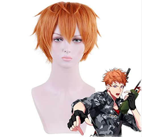 Division Rap Battle Hypnosis MIC Busujima Meison Riou Orange Wig Synthetic Anime Cosplay Costume+ Wig Cap von LINGCOS