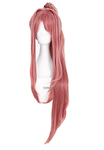 Doki Doki Literature Club! DDLC Monika Cosplay Wigs 100cm Long Heat Resistant Synthetic Hair Wig + Wig Cap von LINGCOS